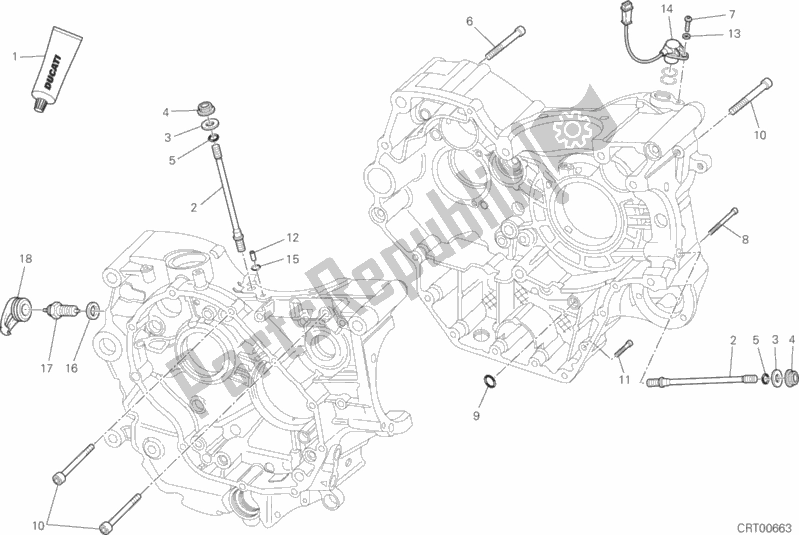 Todas as partes de 10a - Par De Meio Cárteres do Ducati Hypermotard Hyperstrada Brasil 821 2014